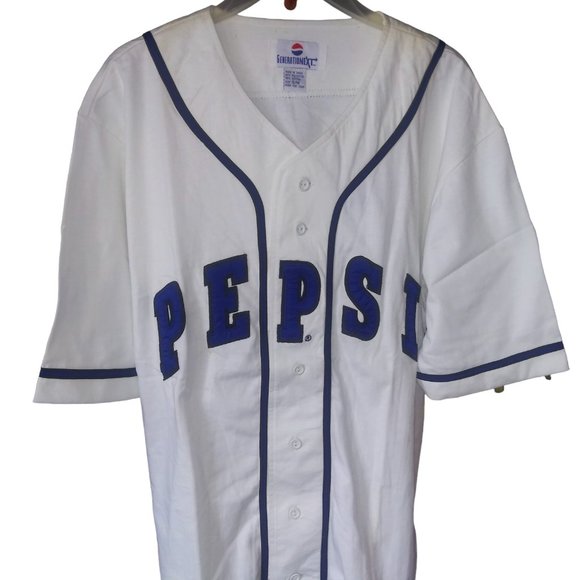 Vintage PEPSI GENERATION NEXT 90's White and Blue Baseball Jersey Size S/M TAG - Picture 1 of 11